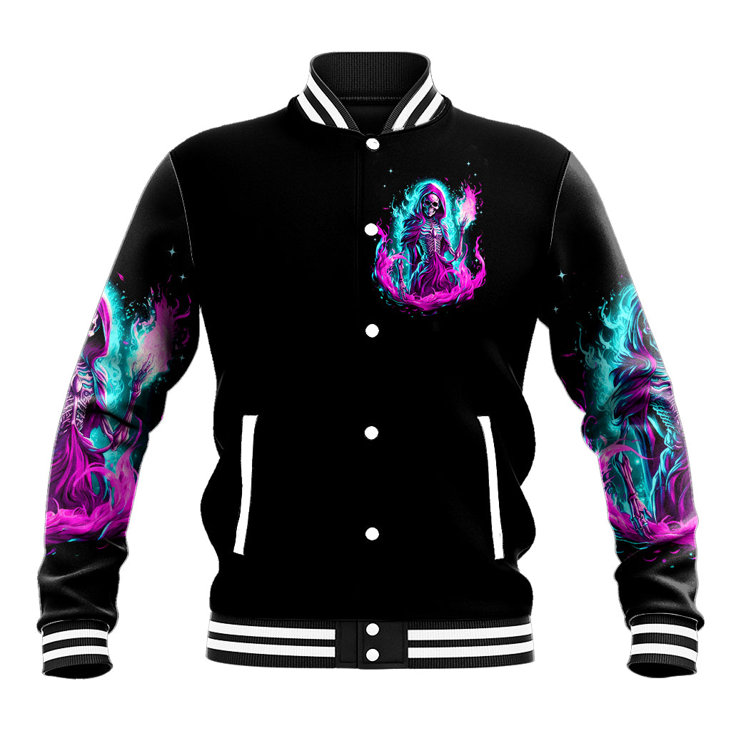 Flame Witch Skull Baseball Jacket I'm An Odd Combination Of Sweet And Don't Mess With Me - Wonder Print Shop