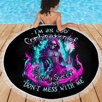 Flame Witch Skull Beach Blanket I'm An Odd Combination Of Sweet And Don't Mess With Me - Wonder Print Shop
