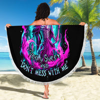 Flame Witch Skull Beach Blanket I'm An Odd Combination Of Sweet And Don't Mess With Me - Wonder Print Shop