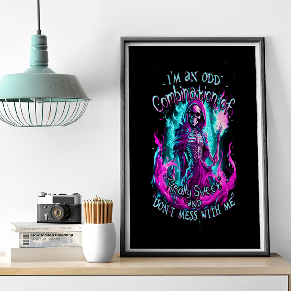 Flame Witch Skull Canvas Wall Art I'm An Odd Combination Of Sweet And Don't Mess With Me - Wonder Print Shop