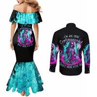 Flame Witch Skull Couples Matching Mermaid Dress and Long Sleeve Button Shirt I'm An Odd Combination Of Sweet And Don't Mess With Me DT01