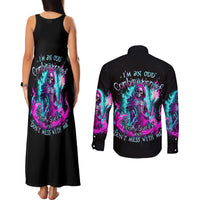 Flame Witch Skull Couples Matching Tank Maxi Dress and Long Sleeve Button Shirt I'm An Odd Combination Of Sweet And Don't Mess With Me - Wonder Print Shop