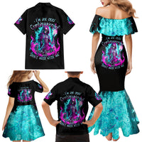 Flame Witch Skull Family Matching Mermaid Dress and Hawaiian Shirt I'm An Odd Combination Of Sweet And Don't Mess With Me - Wonder Print Shop