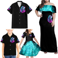 Flame Witch Skull Family Matching Off Shoulder Maxi Dress and Hawaiian Shirt I'm An Odd Combination Of Sweet And Don't Mess With Me - Wonder Print Shop