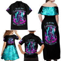 Flame Witch Skull Family Matching Off Shoulder Maxi Dress and Hawaiian Shirt I'm An Odd Combination Of Sweet And Don't Mess With Me - Wonder Print Shop