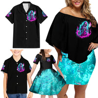 Flame Witch Skull Family Matching Off Shoulder Short Dress and Hawaiian Shirt I'm An Odd Combination Of Sweet And Don't Mess With Me - Wonder Print Shop