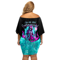 Flame Witch Skull Family Matching Off Shoulder Short Dress and Hawaiian Shirt I'm An Odd Combination Of Sweet And Don't Mess With Me - Wonder Print Shop
