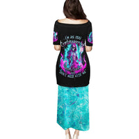 Flame Witch Skull Family Matching Puletasi Dress and Hawaiian Shirt I'm An Odd Combination Of Sweet And Don't Mess With Me - Wonder Print Shop