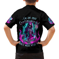 Flame Witch Skull Family Matching Short Sleeve Bodycon Dress and Hawaiian Shirt I'm An Odd Combination Of Sweet And Don't Mess With Me - Wonder Print Shop