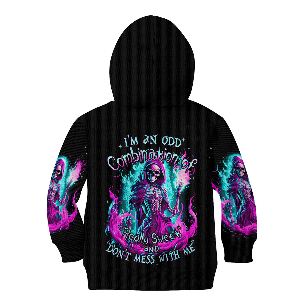 Flame Witch Skull Kid Hoodie I'm An Odd Combination Of Sweet And Don't Mess With Me - Wonder Print Shop