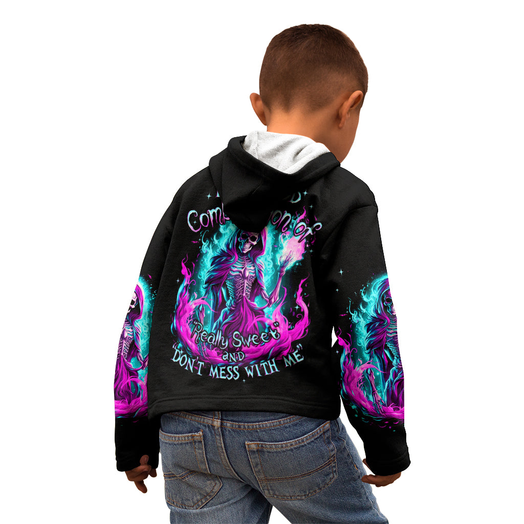 Flame Witch Skull Kid Hoodie I'm An Odd Combination Of Sweet And Don't Mess With Me - Wonder Print Shop