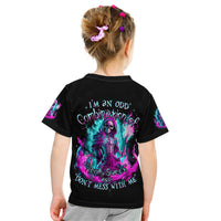 Flame Witch Skull Kid T Shirt I'm An Odd Combination Of Sweet And Don't Mess With Me - Wonder Print Shop