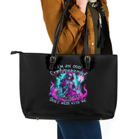 Flame Witch Skull Leather Tote Bag I'm An Odd Combination Of Sweet And Don't Mess With Me - Wonder Print Shop