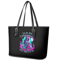 Flame Witch Skull Leather Tote Bag I'm An Odd Combination Of Sweet And Don't Mess With Me - Wonder Print Shop