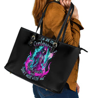 Flame Witch Skull Leather Tote Bag I'm An Odd Combination Of Sweet And Don't Mess With Me - Wonder Print Shop