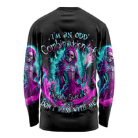 Flame Witch Skull Long Sleeve Shirt I'm An Odd Combination Of Sweet And Don't Mess With Me - Wonder Print Shop