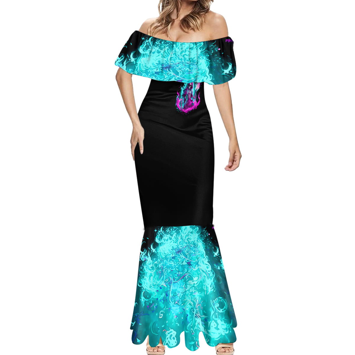 Flame Witch Skull Mermaid Dress I'm An Odd Combination Of Sweet And Don't Mess With Me - Wonder Print Shop