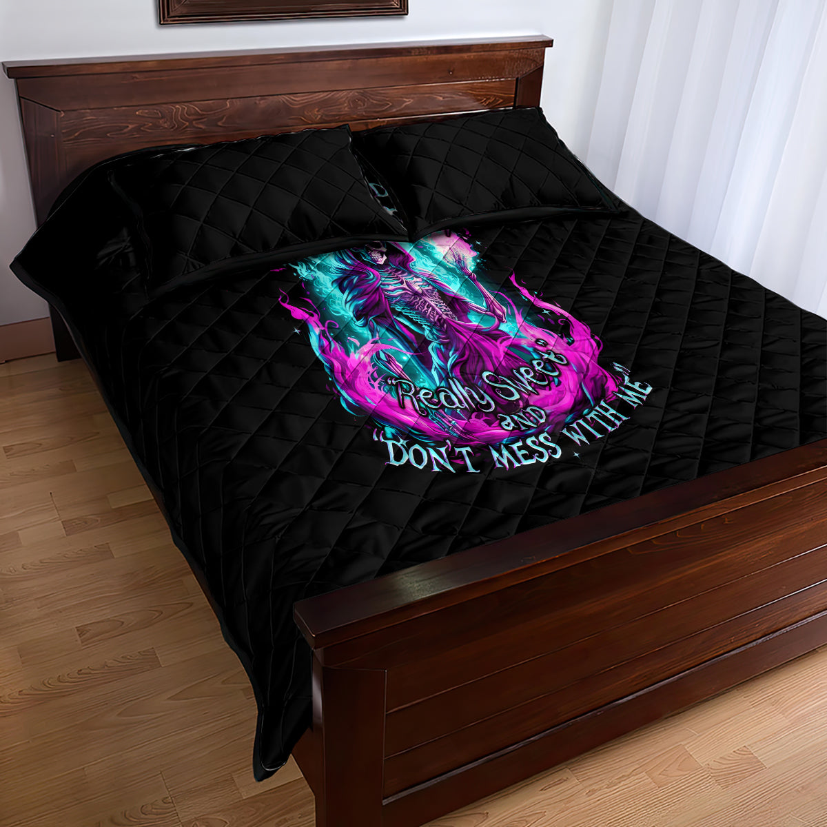 Flame Witch Skull Quilt Bed Set I'm An Odd Combination Of Sweet And Don't Mess With Me - Wonder Print Shop