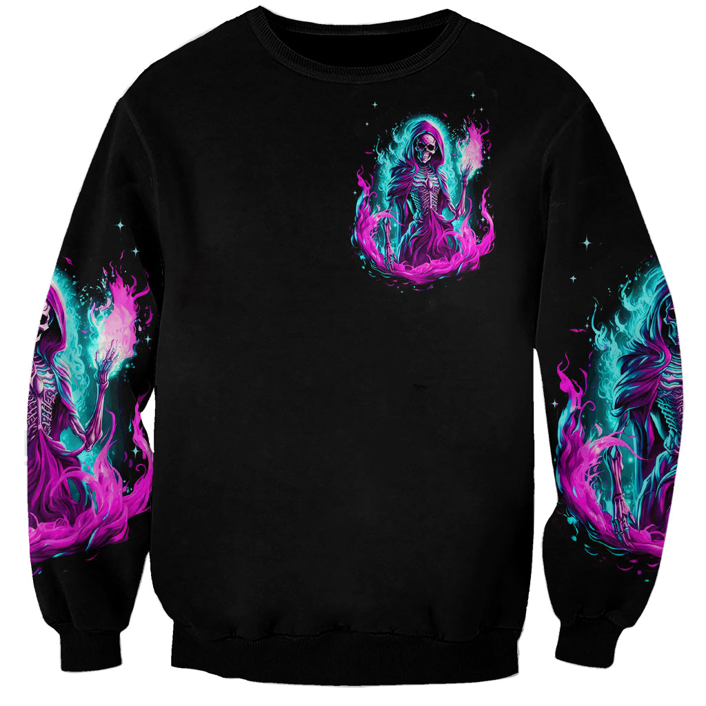 Flame Witch Skull Sweatshirt I'm An Odd Combination Of Sweet And Don't Mess With Me - Wonder Print Shop