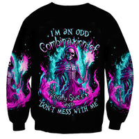 Flame Witch Skull Sweatshirt I'm An Odd Combination Of Sweet And Don't Mess With Me - Wonder Print Shop