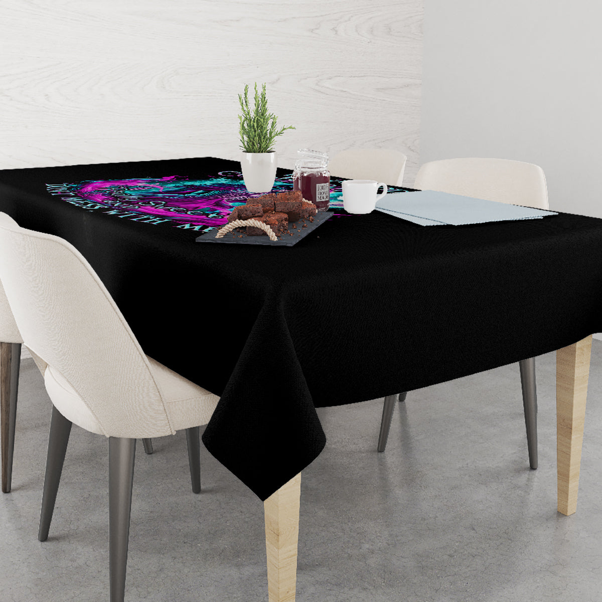 Flame Witch Skull Tablecloth I'm An Odd Combination Of Sweet And Don't Mess With Me - Wonder Print Shop
