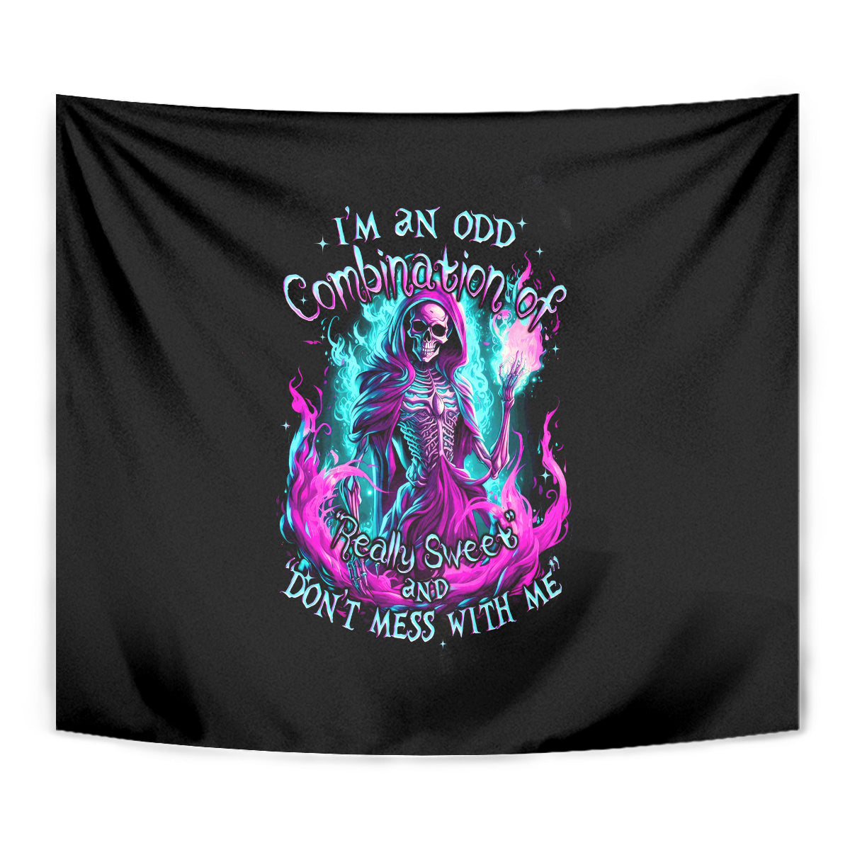 Flame Witch Skull Tapestry I'm An Odd Combination Of Sweet And Don't Mess With Me - Wonder Print Shop