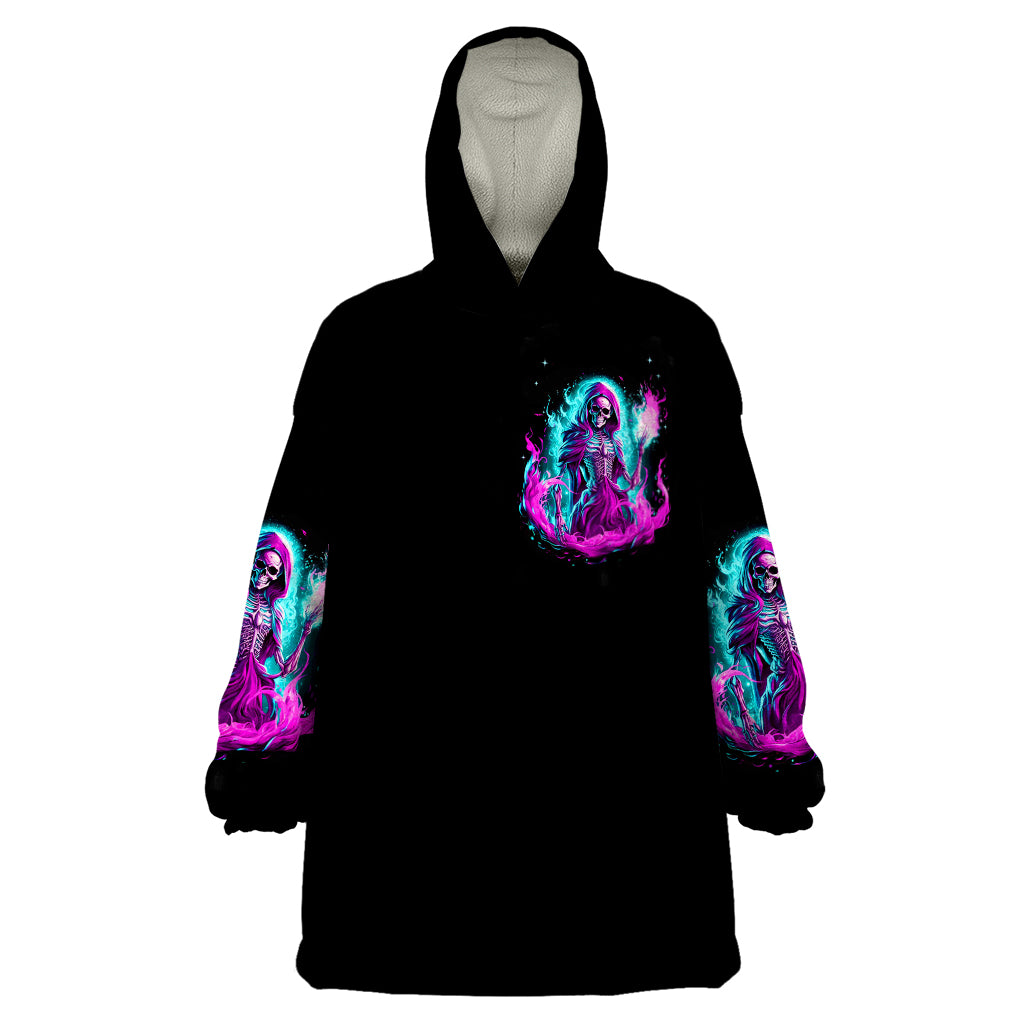 Flame Witch Skull Wearable Blanket Hoodie I'm An Odd Combination Of Sweet And Don't Mess With Me - Wonder Print Shop