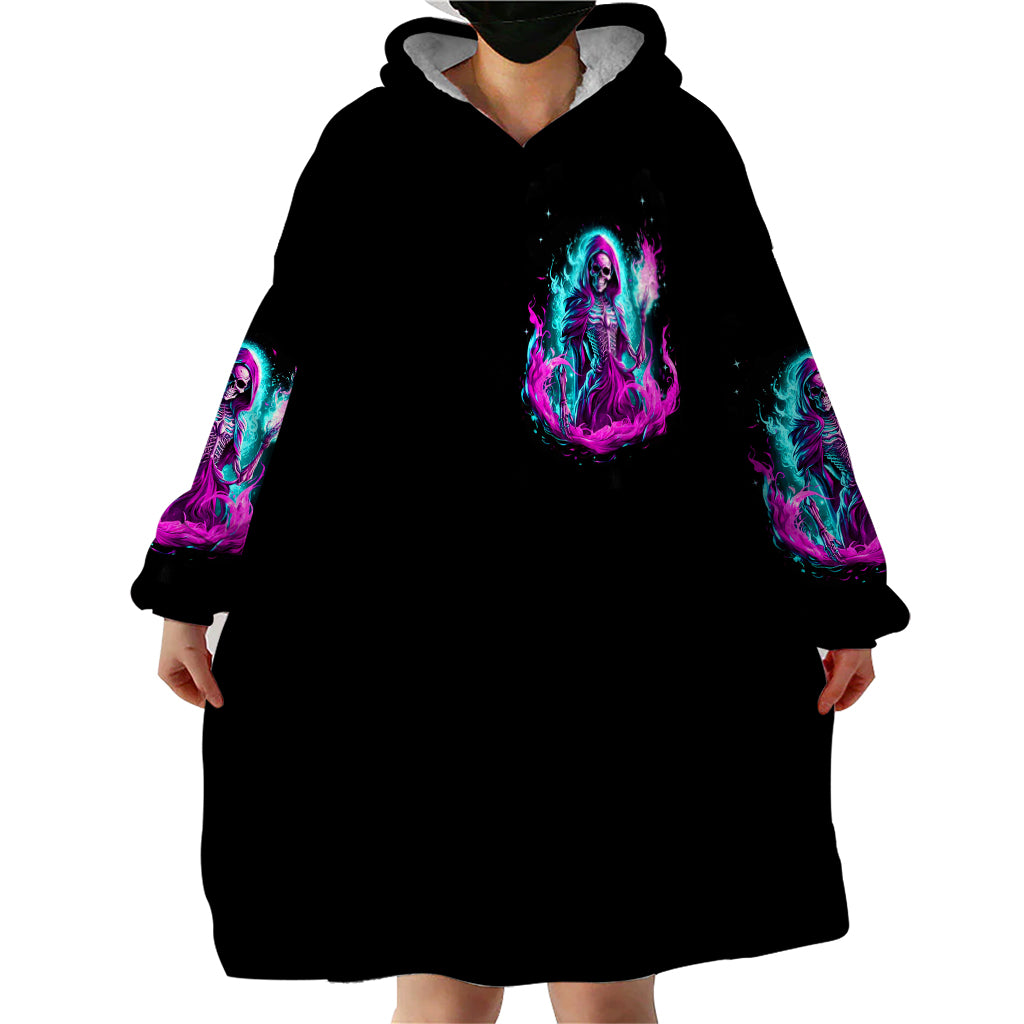 Flame Witch Skull Wearable Blanket Hoodie I'm An Odd Combination Of Sweet And Don't Mess With Me - Wonder Print Shop