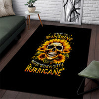 Sunflower Skull Area Rug She Is Sunshine Mixed With A Little Hurricance - Wonder Print Shop