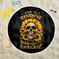 Sunflower Skull Beach Blanket She Is Sunshine Mixed With A Little Hurricance - Wonder Print Shop