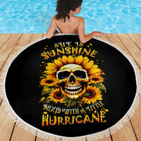 Sunflower Skull Beach Blanket She Is Sunshine Mixed With A Little Hurricance - Wonder Print Shop