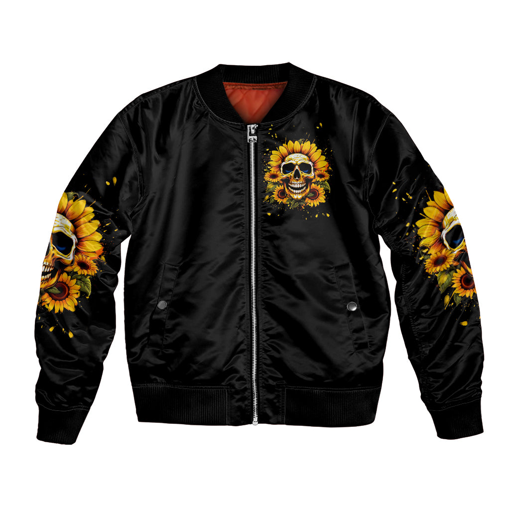 Sunflower Skull Bomber Jacket She Is Sunshine Mixed With A Little Hurricance - Wonder Print Shop
