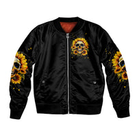 Sunflower Skull Bomber Jacket She Is Sunshine Mixed With A Little Hurricance - Wonder Print Shop