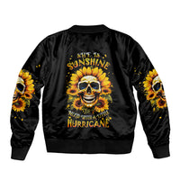Sunflower Skull Bomber Jacket She Is Sunshine Mixed With A Little Hurricance - Wonder Print Shop