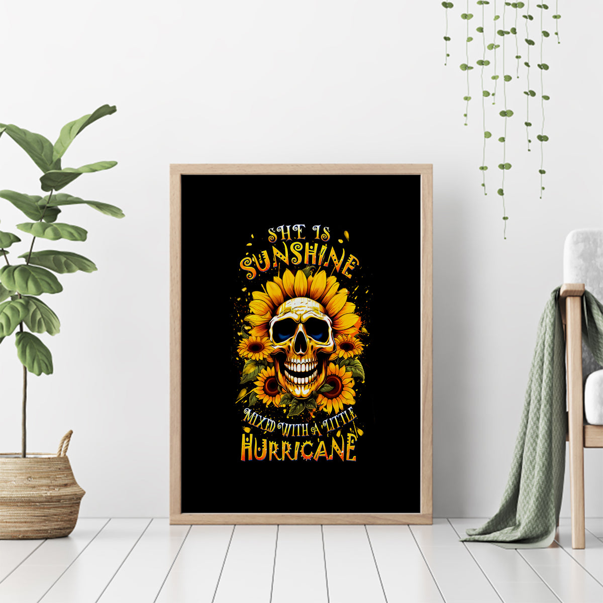 Sunflower Skull Canvas Wall Art She Is Sunshine Mixed With A Little Hurricance - Wonder Print Shop