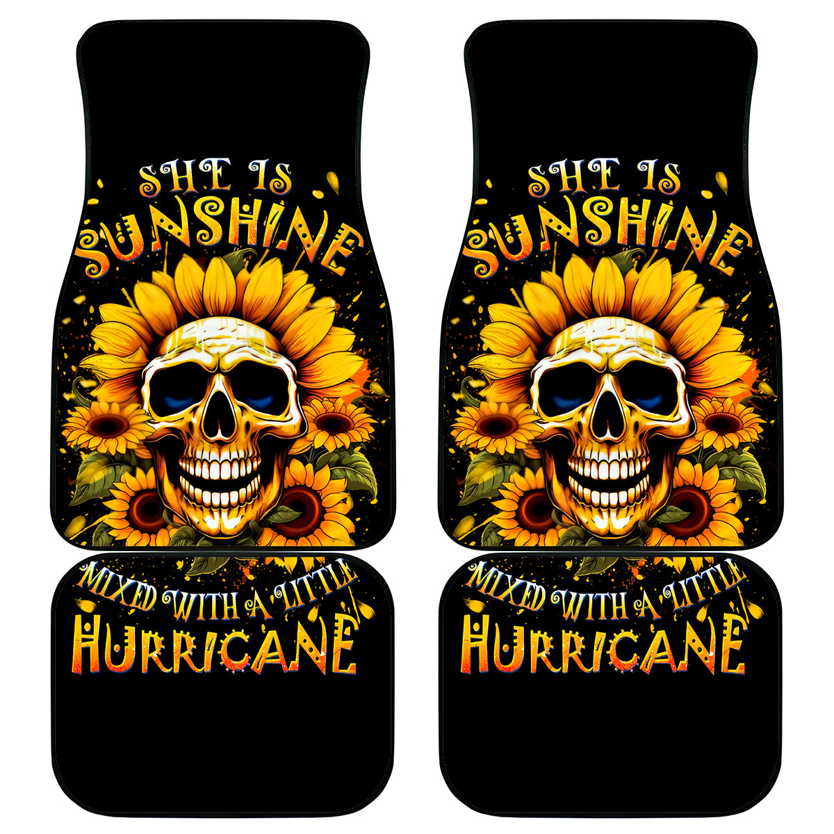 Sunflower Skull Car Mats She Is Sunshine Mixed With A Little Hurricance - Wonder Print Shop