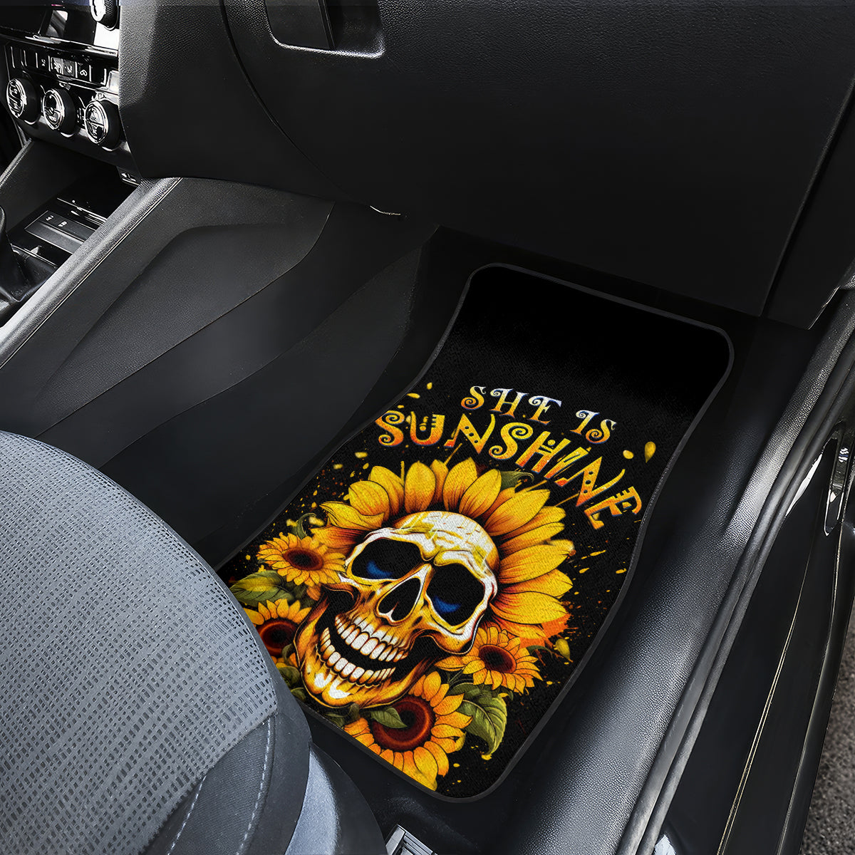 Sunflower Skull Car Mats She Is Sunshine Mixed With A Little Hurricance - Wonder Print Shop