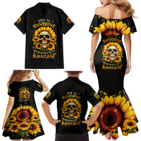 Sunflower Skull Family Matching Mermaid Dress and Hawaiian Shirt She Is Sunshine Mixed With A Little Hurricance - Wonder Print Shop