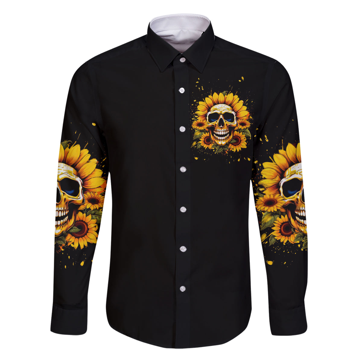 Sunflower Skull Family Matching Mermaid Dress and Hawaiian Shirt She Is Sunshine Mixed With A Little Hurricance - Wonder Print Shop