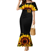 Sunflower Skull Family Matching Mermaid Dress and Hawaiian Shirt She Is Sunshine Mixed With A Little Hurricance - Wonder Print Shop