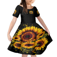 Sunflower Skull Family Matching Off Shoulder Long Sleeve Dress and Hawaiian Shirt She Is Sunshine Mixed With A Little Hurricance - Wonder Print Shop