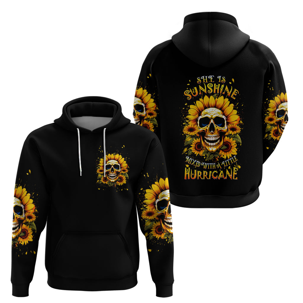 Sunflower Skull Hoodie She Is Sunshine Mixed With A Little Hurricance - Wonder Print Shop