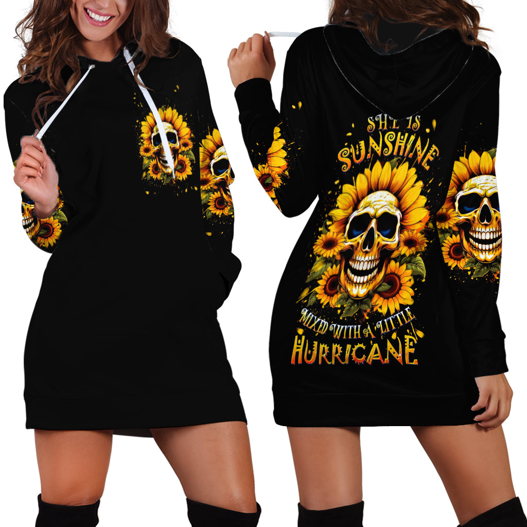 Sunflower Skull Hoodie Dress She Is Sunshine Mixed With A Little Hurricance - Wonder Print Shop