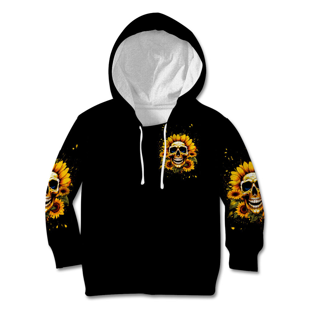 Sunflower Skull Kid Hoodie She Is Sunshine Mixed With A Little Hurricance - Wonder Print Shop