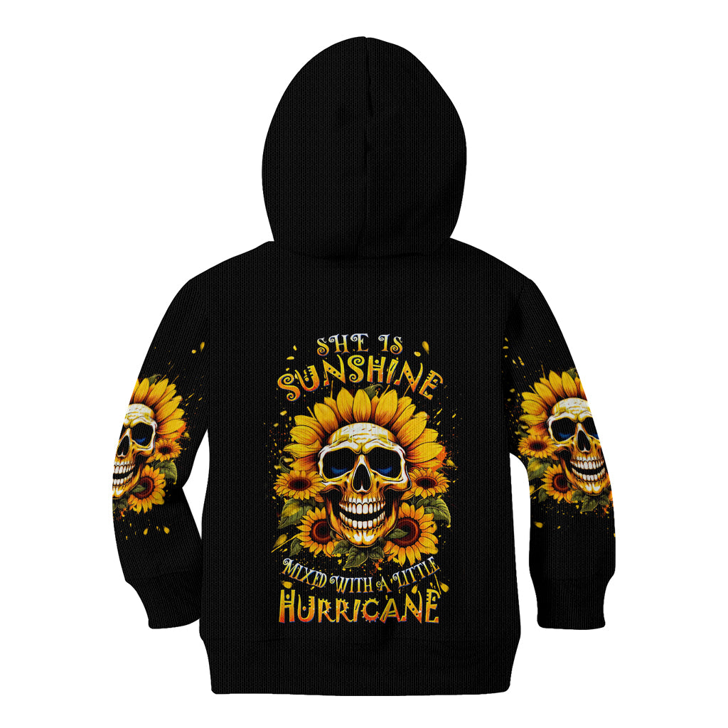 Sunflower Skull Kid Hoodie She Is Sunshine Mixed With A Little Hurricance - Wonder Print Shop