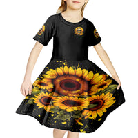 Sunflower Skull Kid Short Sleeve Dress She Is Sunshine Mixed With A Little Hurricance - Wonder Print Shop