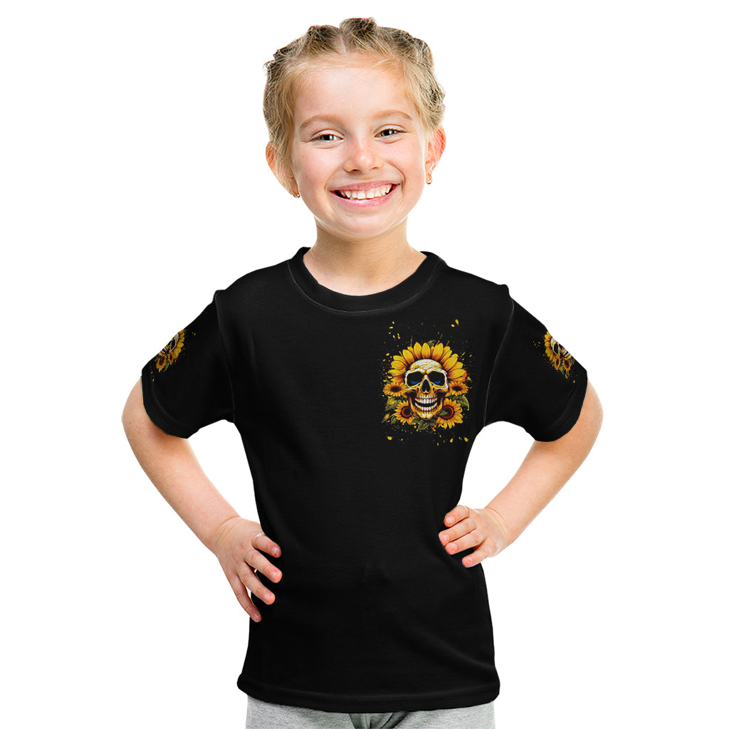 Sunflower Skull Kid T Shirt She Is Sunshine Mixed With A Little Hurricance - Wonder Print Shop