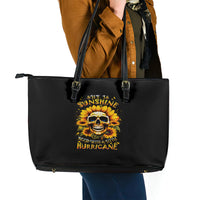 Sunflower Skull Leather Tote Bag She Is Sunshine Mixed With A Little Hurricance - Wonder Print Shop