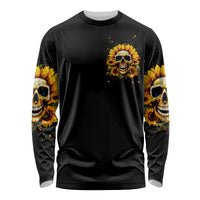 Sunflower Skull Long Sleeve Shirt She Is Sunshine Mixed With A Little Hurricance - Wonder Print Shop