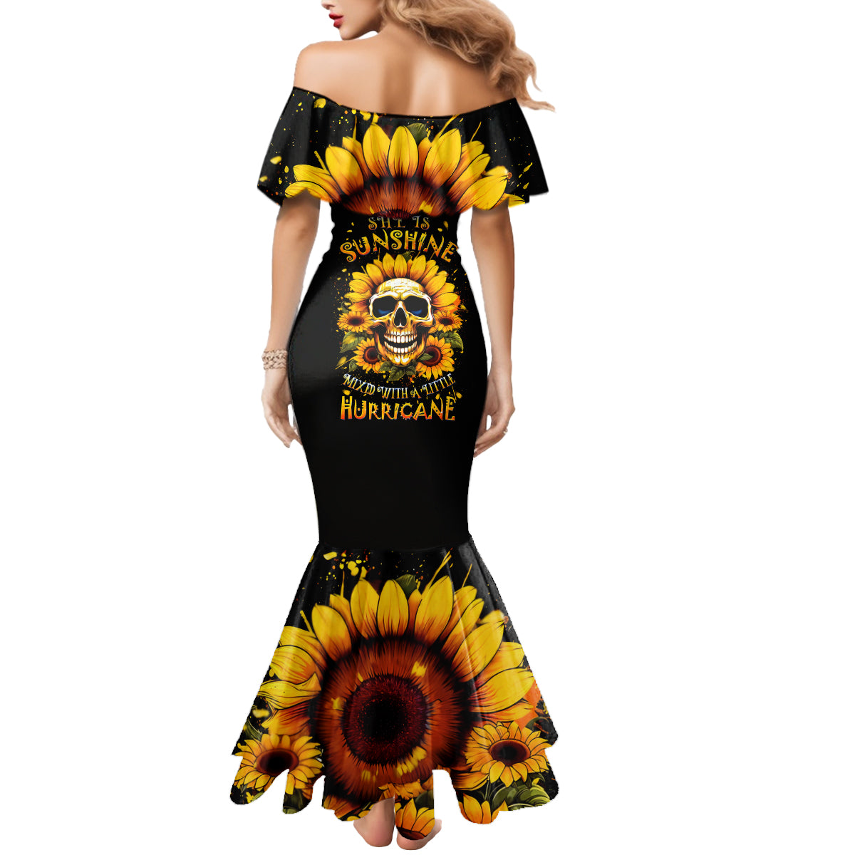 Sunflower Skull Mermaid Dress She Is Sunshine Mixed With A Little Hurricance - Wonder Print Shop